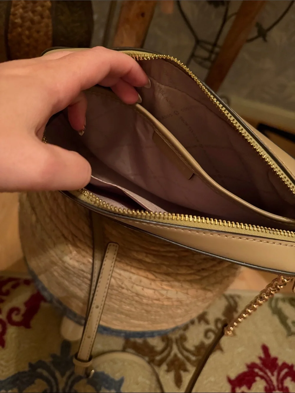 Michael Kors Two-Tone Beige and Cream Logo Crossbody